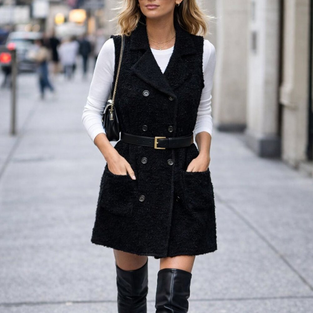 Sanctuary black sleeveless knit sweater vest dress wool blend goth winter Size M